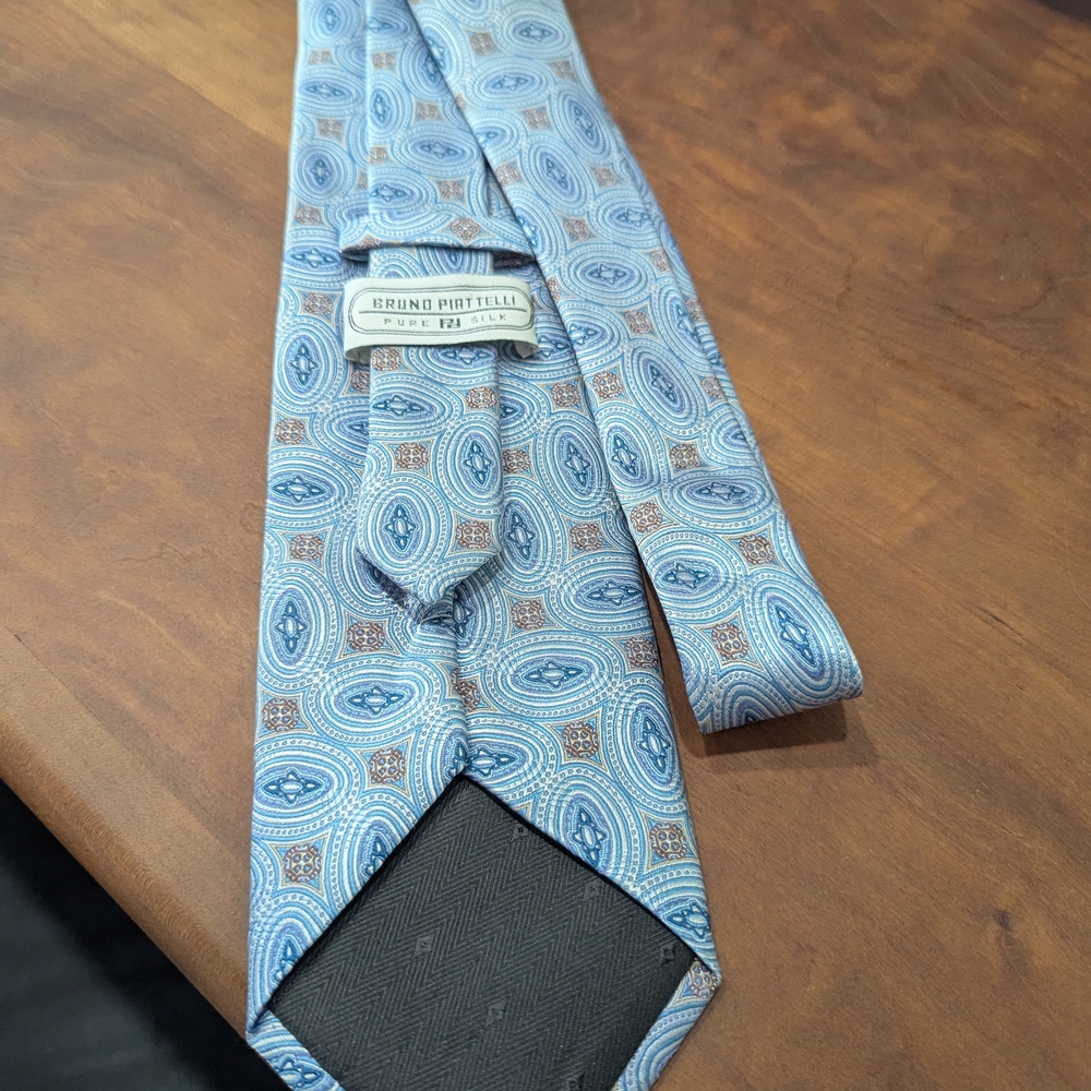 Piattelli Blue and Brown Silk Tie Classic Accessory